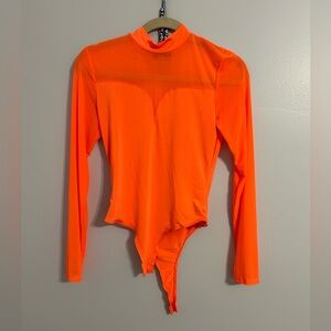 Orange Mesh Body Suit